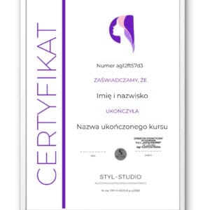 Wzór ukończenia kursu certyfikatu z hologramem.