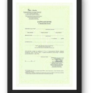 Wzór Zaświadczenia MEN po ukończeniu kursu.