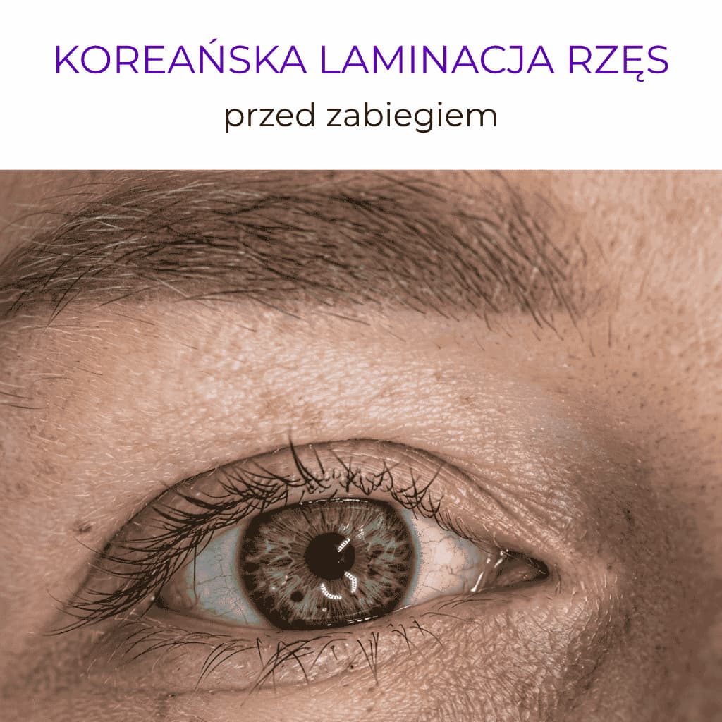 Zdjęcie przedstawiające rzęsy przed zabiegiem laminacji rzęs.